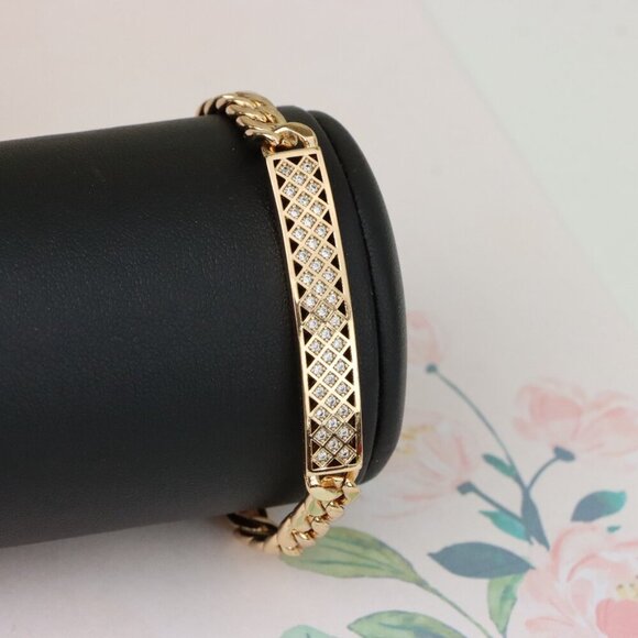 "Rose Gold Bracelet with Diamond Cut Lattice Design, XPBL0945 - Picture 8 of 12